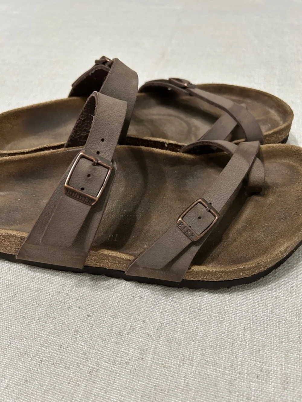 Birkenstock Mayari Sandals Brown Leather Crisscross Slide Women’s 39 - Picture 6 of 13